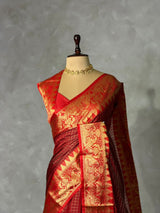 Maroon semi banarasi silk saree- AISHN2F