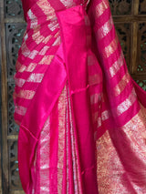 Rani Pink Banarasi Crape silk saree - PBRHC3A
