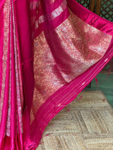 Rani Pink Banarasi Crape silk saree - PBRHC3A
