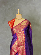 Violet semi banarasi silk saree- AISHN2D