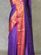 Violet semi banarasi silk saree- AISHN2D