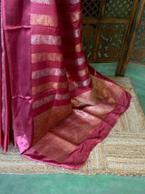 Mauve Pink Banarasi Crape silk saree - PBRHC3C