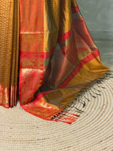 Mustard Yellow semi banarasi silk saree- AISHN2C