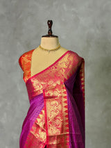 Magenta semi banarasi silk saree- AISHN2