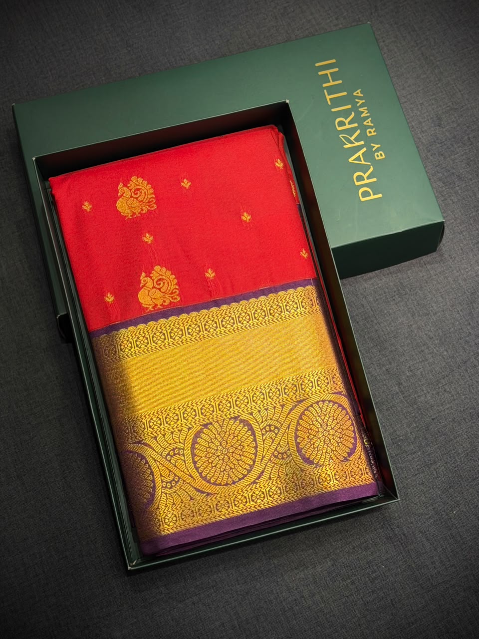 Red and violet Semi kanchipuram silk saree- PSSRN8