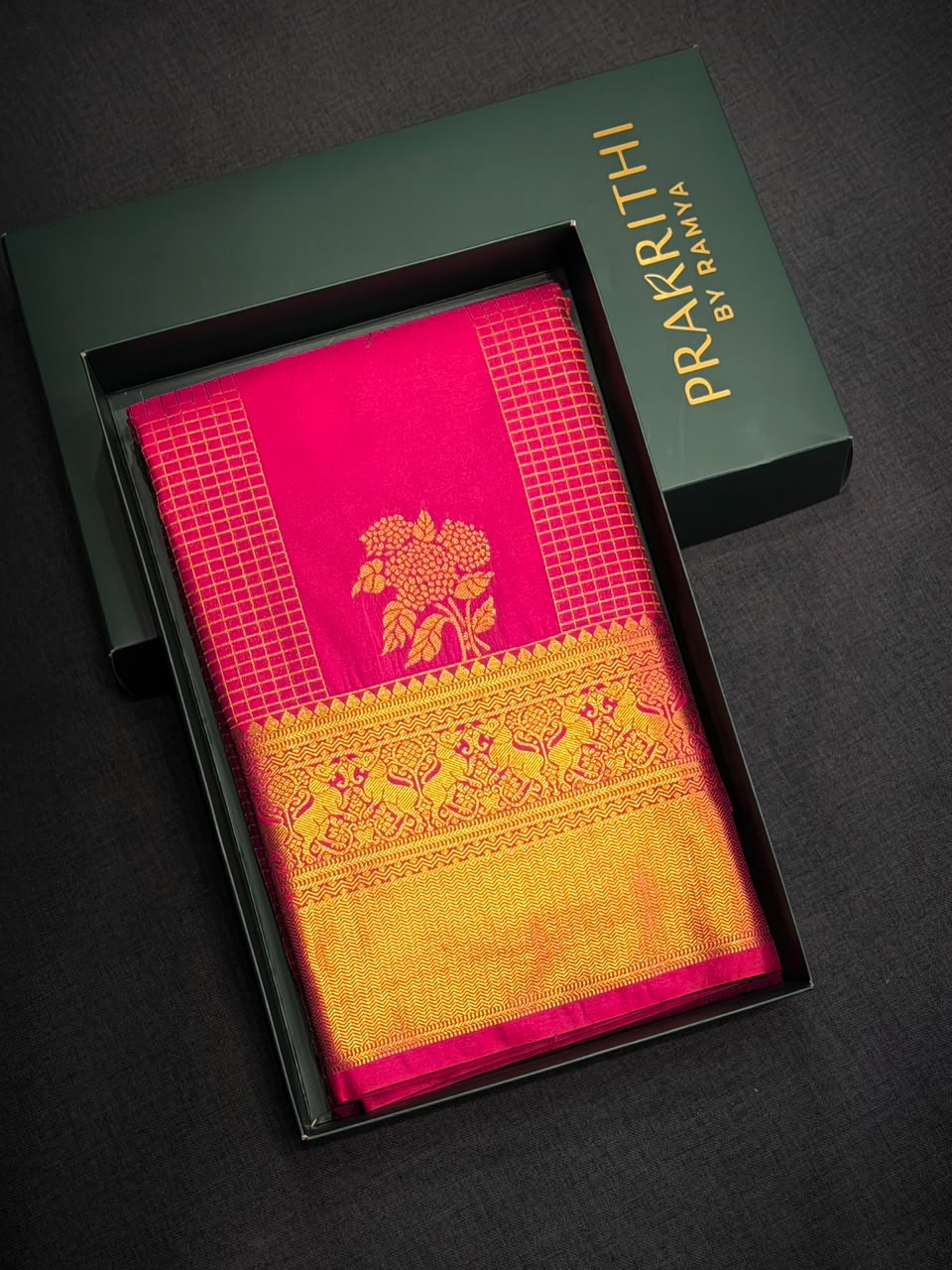 Rani Pink Semi kanchipuram silk saree- PSSRN9