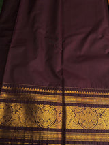 Mustard yellow and brown Semi kanchipuram silk saree- PSSRN10