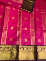 Rani pink and brown Semi kanchipuram silk saree- PSSRN11