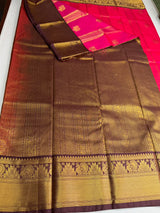 Rani pink and brown Semi kanchipuram silk saree- PSSRN11