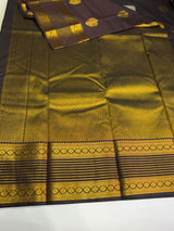 Coffee brown Semi kanchipuram silk saree- PSSRN12