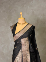 Black Semi Tusser silk saree- PBRMM3L