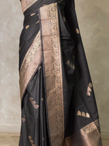Black Semi Tusser silk saree- PBRMM3L