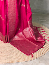 Rani pink Semi Tusser silk saree- PBRMM3K