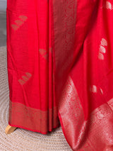 Red Semi Tusser silk saree- PBRMM3J