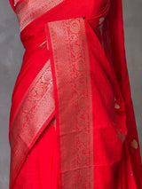 Red Semi Tusser silk saree- PBRMM3J
