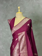 Deep wine Semi Tusser silk saree- PBRMM3I