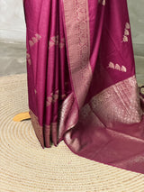 Deep wine Semi Tusser silk saree- PBRMM3I