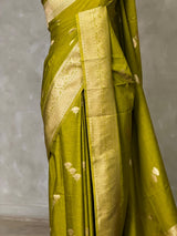 Olive Green Semi Tusser silk saree- PBRMM3H