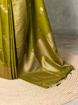 Olive Green Semi Tusser silk saree- PBRMM3H