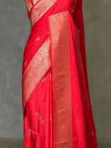 Dark Peach Semi Tusser silk saree- PBRMM3F