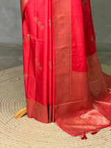 Dark Peach Semi Tusser silk saree- PBRMM3F