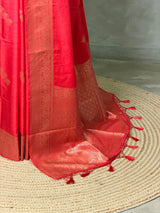 Dark Peach Semi Tusser silk saree- PBRMM3F