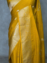 Mustard yellow Semi Tusser silk saree- PBRMM3E