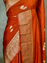 Burnt Orange Semi Tusser silk saree- PBRMM3D