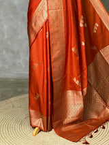 Burnt Orange Semi Tusser silk saree- PBRMM3D