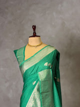 Emerald Green Semi Tusser silk saree- PBRMM3C