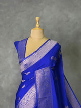 Royal Blue Semi Tusser silk saree- PBRMM3B