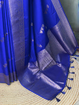 Royal Blue Semi Tusser silk saree- PBRMM3B