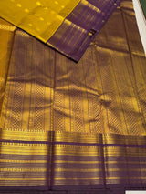 Greenish yellow and Violet Semi kanchipuram silk saree- PSSRN13