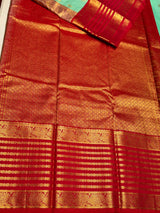Pista Green and Reddish pink Semi kanchipuram silk saree- PSSRN15