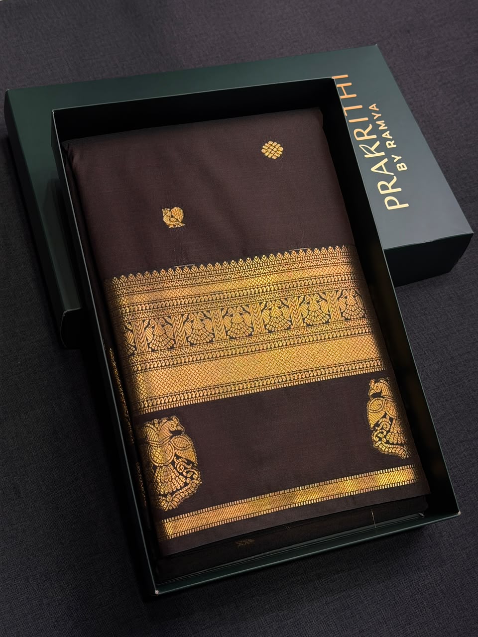 Coffee brown Semi kanchipuram silk saree- PSSRN21