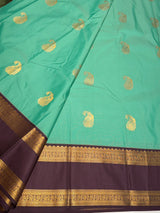Pista green and deep purple Semi kanchipuram silk saree- PSSRN23