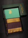Pista green and deep purple Semi kanchipuram silk saree- PSSRN23