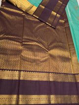 Pista green and deep purple Semi kanchipuram silk saree- PSSRN23