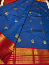 Blue and red Semi kanchipuram silk saree- PSSRN24
