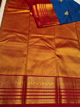 Blue and red Semi kanchipuram silk saree- PSSRN24