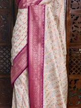 Sandal and Magenta khadial tissue Banarasi silk saree - RAZ5NE