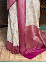 Sandal and Magenta khadial tissue Banarasi silk saree - RAZ5NE