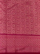 Sandal and Rani pink khadial tissue Banarasi silk saree - RAZ5ND