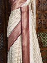 Sandal and Purple khadial tissue Banarasi silk saree - RAZ5NC