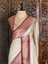 Sandal and Purple khadial tissue Banarasi silk saree - RAZ5NC
