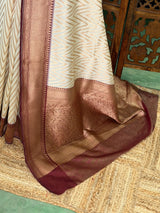Sandal and Purple khadial tissue Banarasi silk saree - RAZ5NC