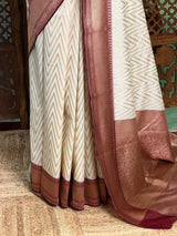 Sandal and Purple khadial tissue Banarasi silk saree - RAZ5NC