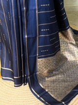 Navy blue soft Gajji silk saree- PBRNAK5