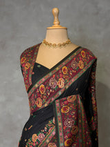 Black Pashmina silk Saree - PBRMM7