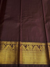 Yellow and brown Semi kanchipuram silk saree- PSSRN28